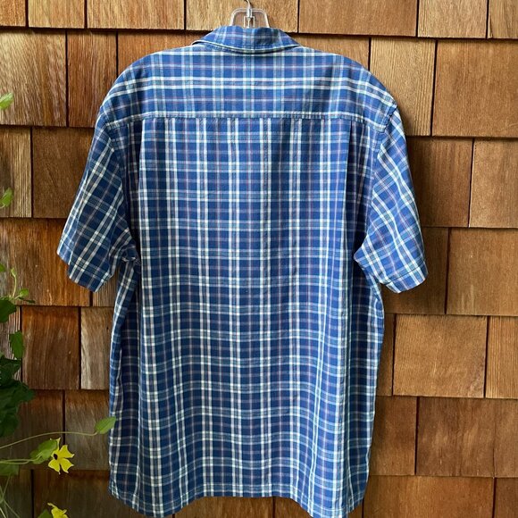 EUC Tommy Bahama Blue Plaid Button Front Short Sleeve Shirt in Men's Large - Picture 6 of 9
